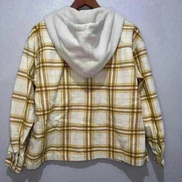 Urban Outfitters Vera Yellow Plaid Twill Hooded Full Zip Jacket Size XS - Picture 10 of 15
